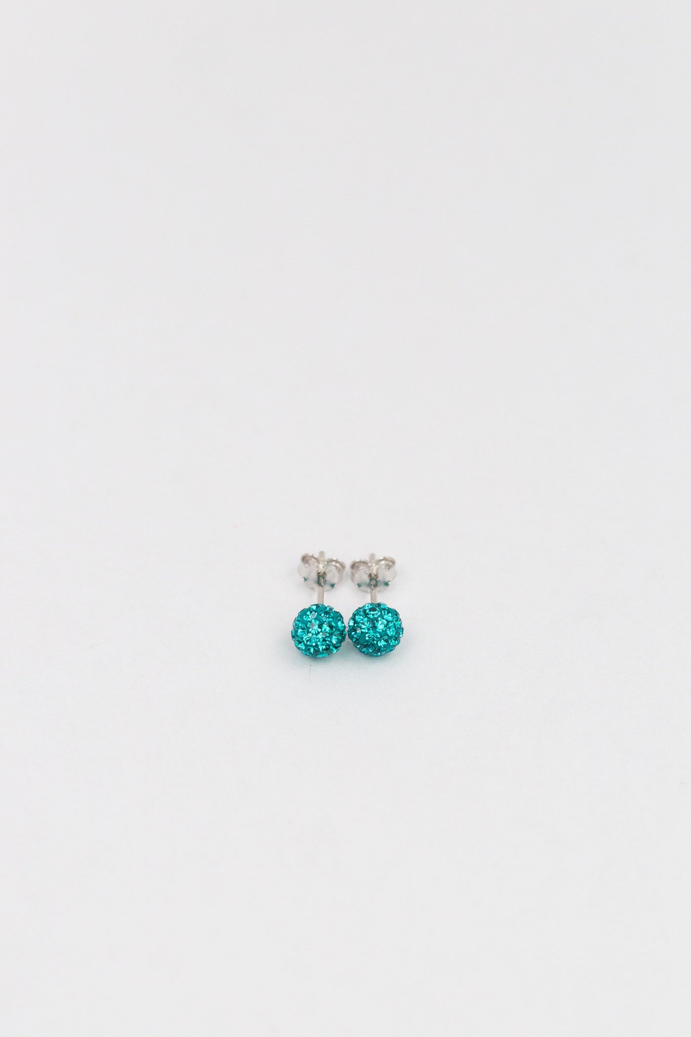 6mm Mini Disco Ball Crystal Silver Stud Earrings in Blue Zircon| Annie and Sisters | sister stud earrings, for kids, children's jewelry, kid's jewelry, best friend