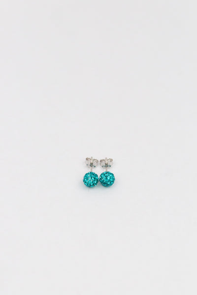 6mm Mini Disco Ball Crystal Silver Stud Earrings in Blue Zircon| Annie and Sisters | sister stud earrings, for kids, children's jewelry, kid's jewelry, best friend