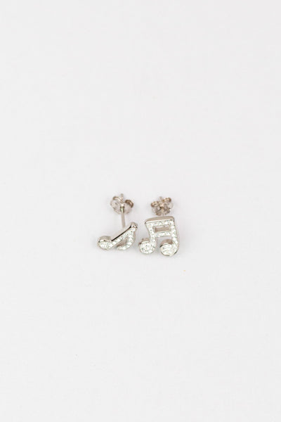 Music Notes Pave Crystal Silver Stud Earrings | Annie and Sisters | sister stud earrings, for kids, children's jewelry, kid's jewelry, best friend