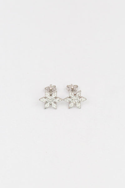 Stellar Snowflake (Stellar) Holiday Crystal Silver Stud Earrings in Crystal | Annie and Sisters | sister stud earrings, for kids, children's jewelry, kids jewelry, best friend