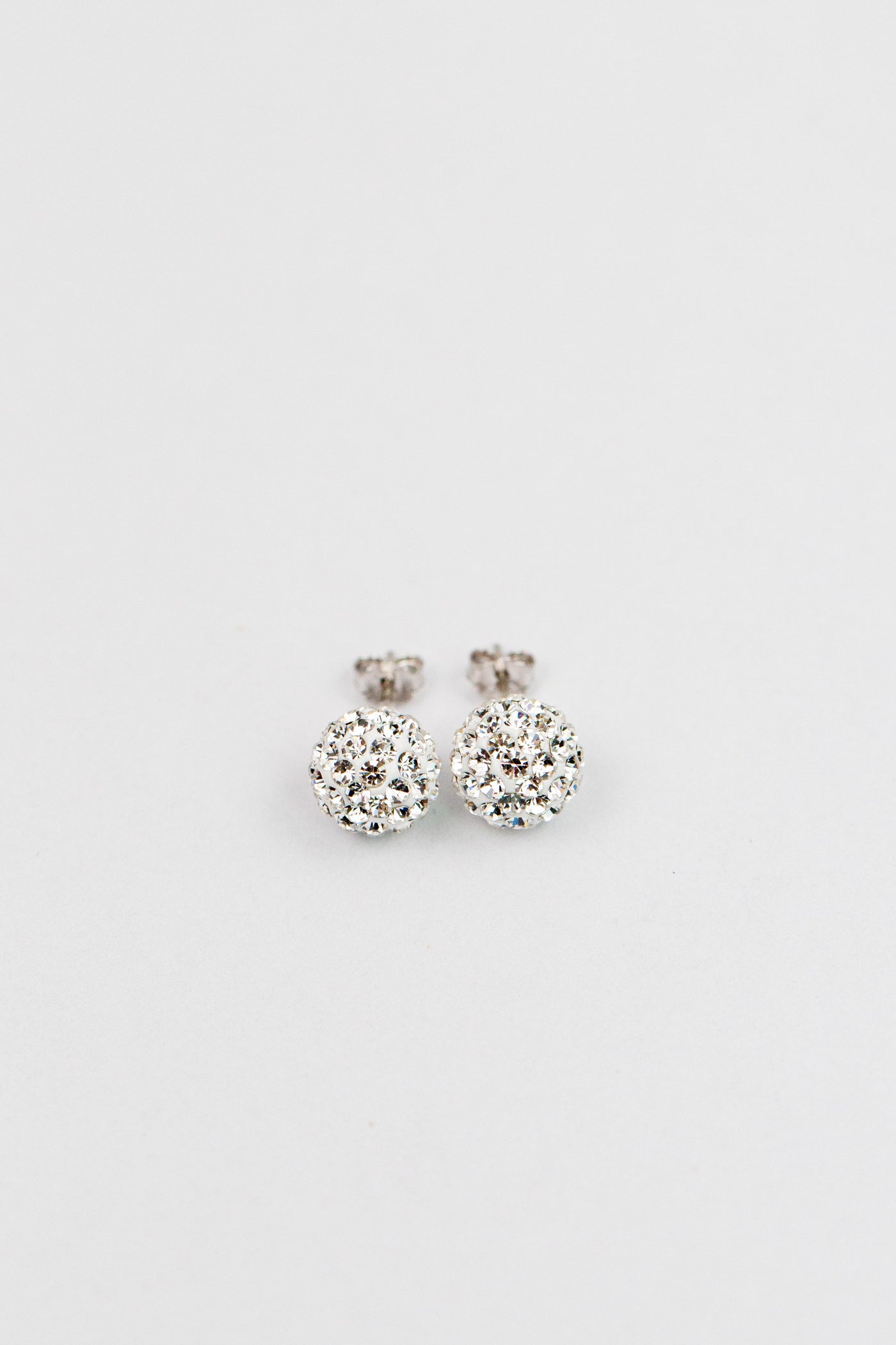 10mm Disco Ball Crystals Silver Earrings in Clear | Annie and Sisters | sister stud earrings, for kids, children's jewelry, kids jewelry, best friend 