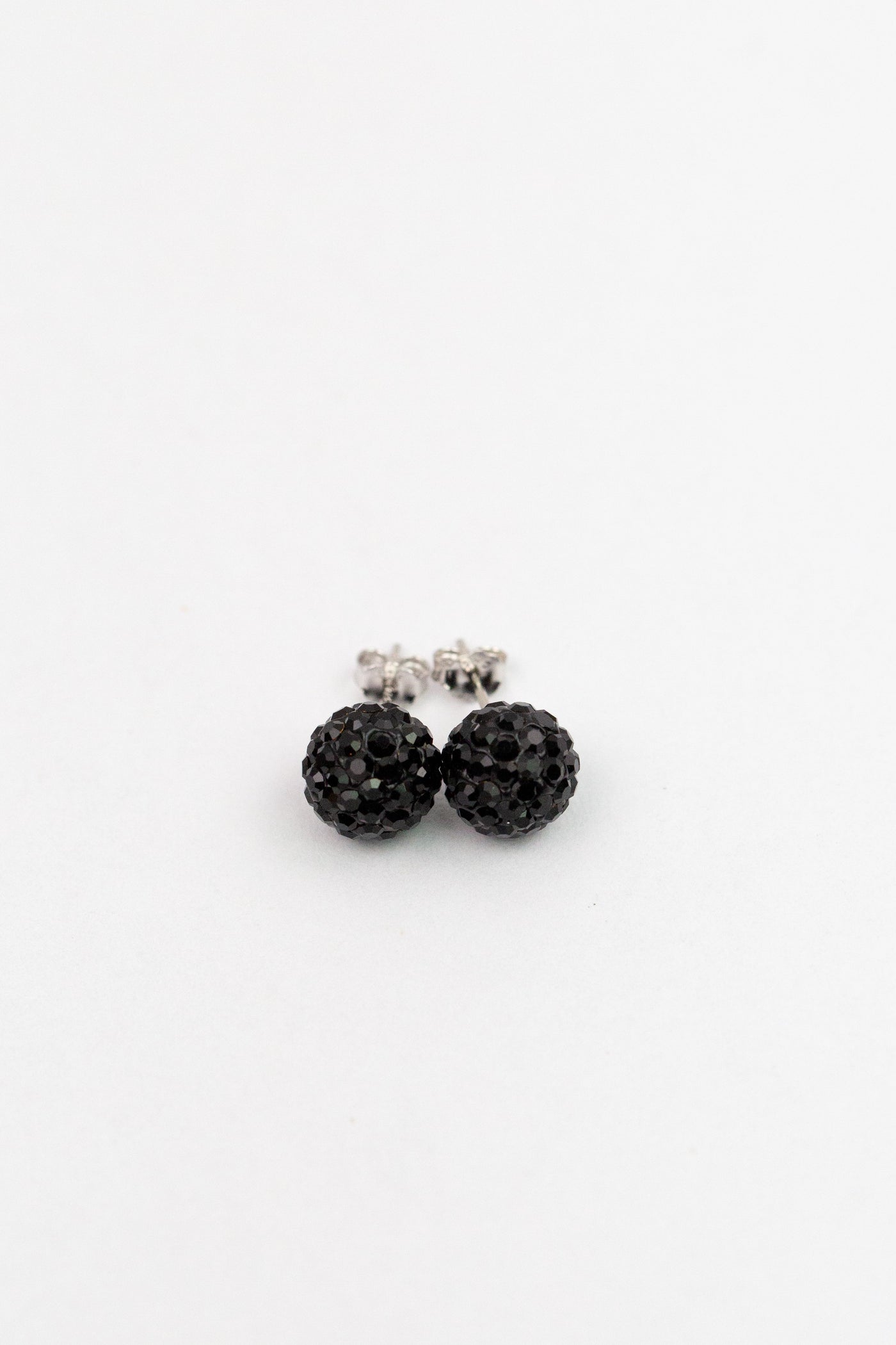 10mm Disco Ball Crystals Silver Earrings in Jet Black | Annie and Sisters | sister stud earrings, for kids, children's jewelry, kids jewelry, best friend 