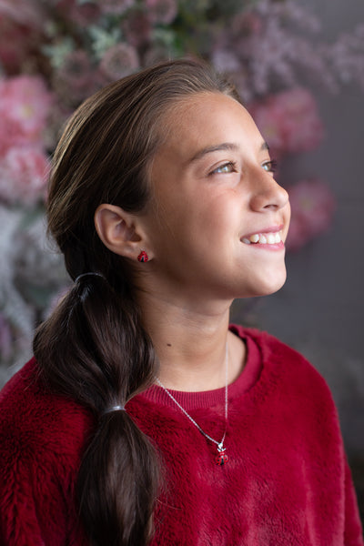 Red Crystal Ladybug Necklace/Earrings Set | Annie and Sisters