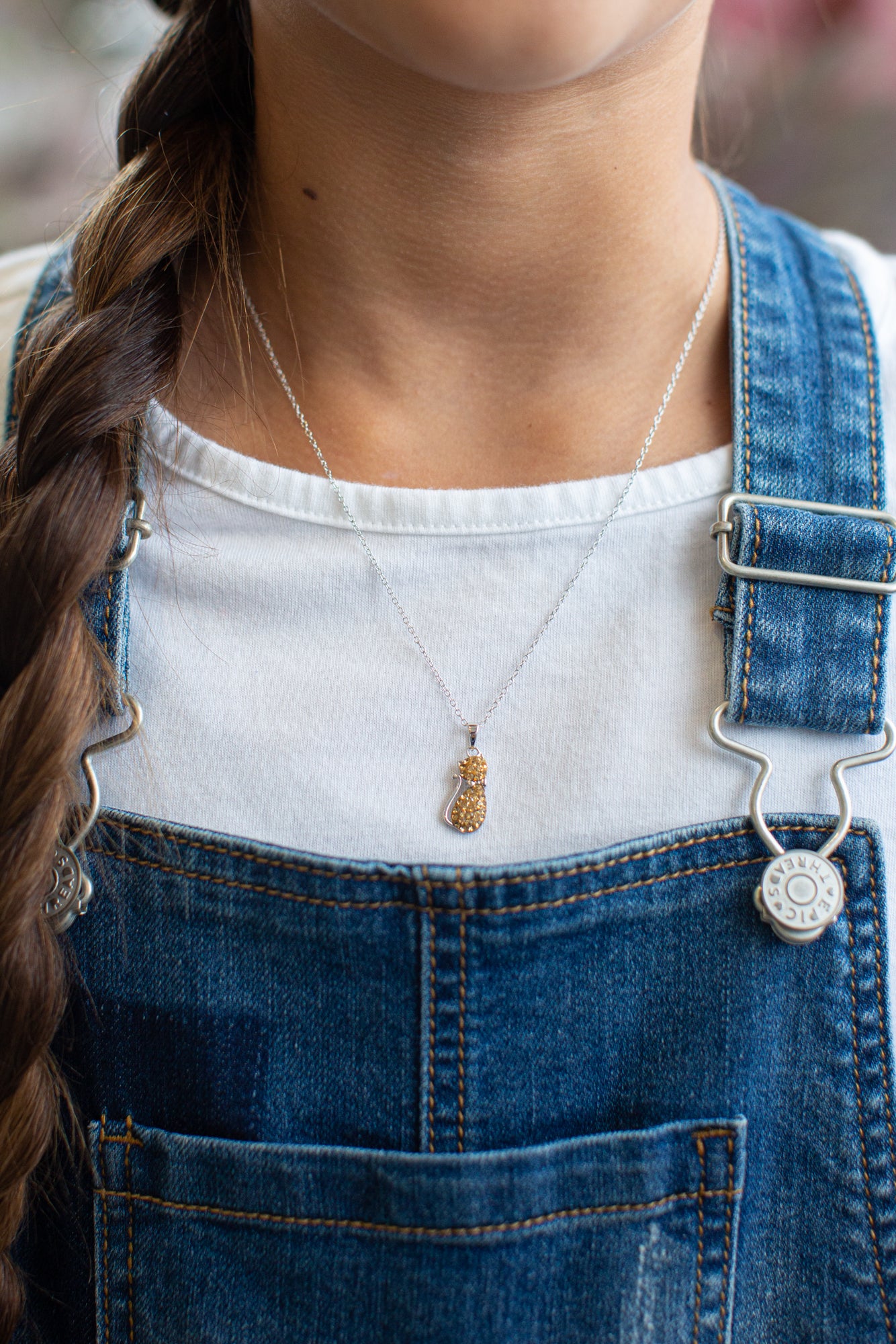 Crystal Light Colorado Cat Silver Pendant Necklace | Annie and Sisters