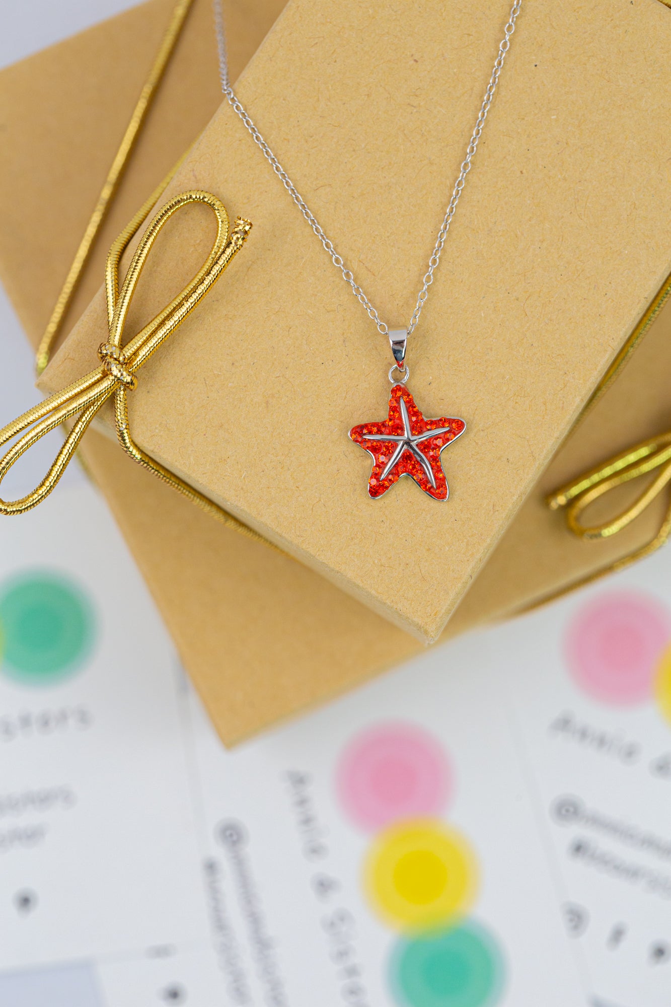 Starfish Crystal Silver Pendant Necklace