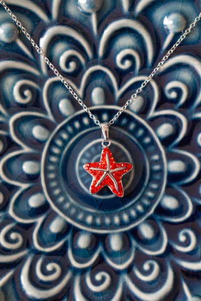 Starfish Crystal Silver Pendant Necklace | Annie and Sisters