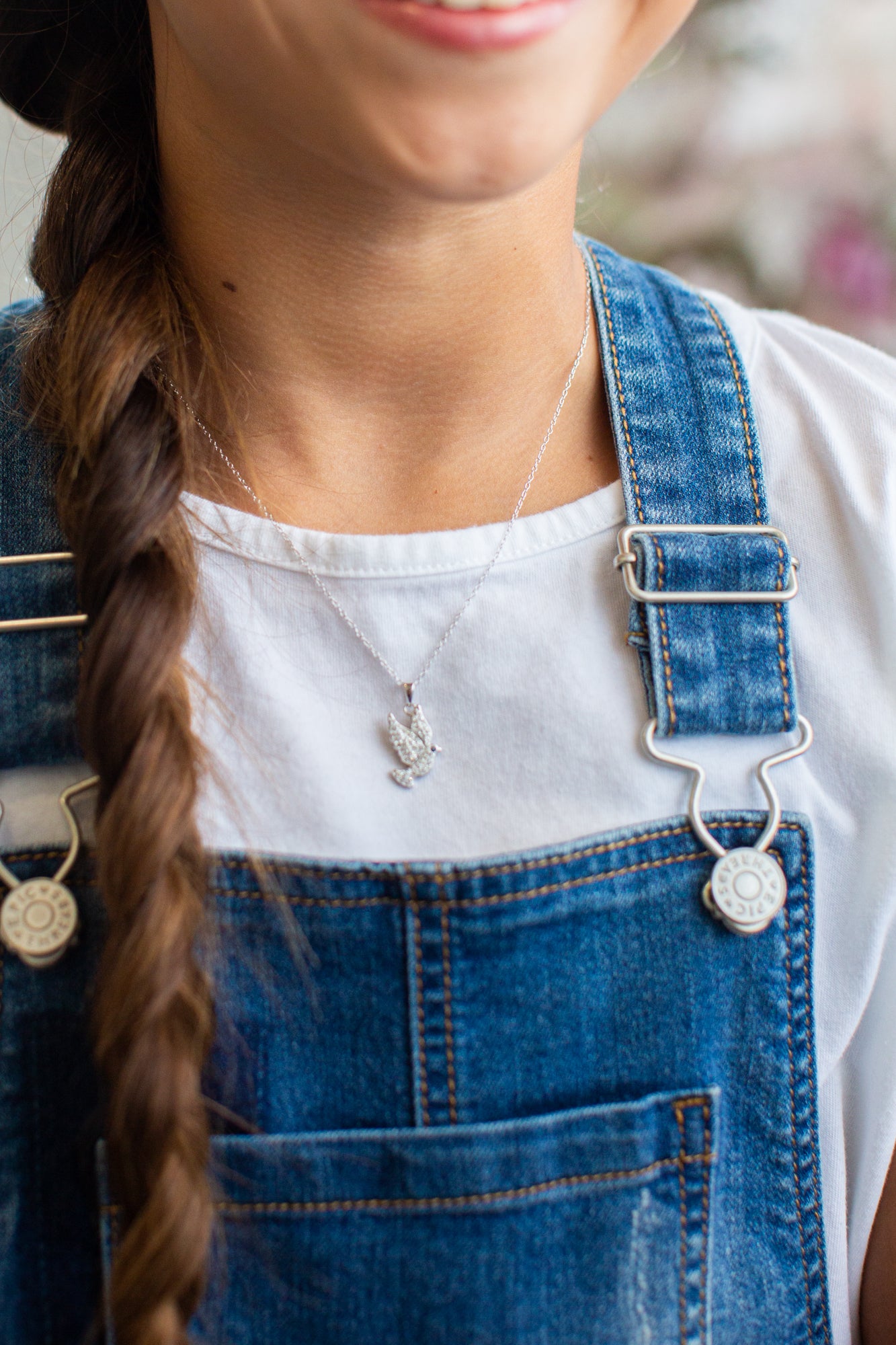 White Crystal Dove Silver Pendant Necklace | Annie and Sisters