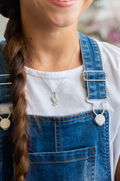 White Crystal Dove Silver Pendant Necklace | Annie and Sisters