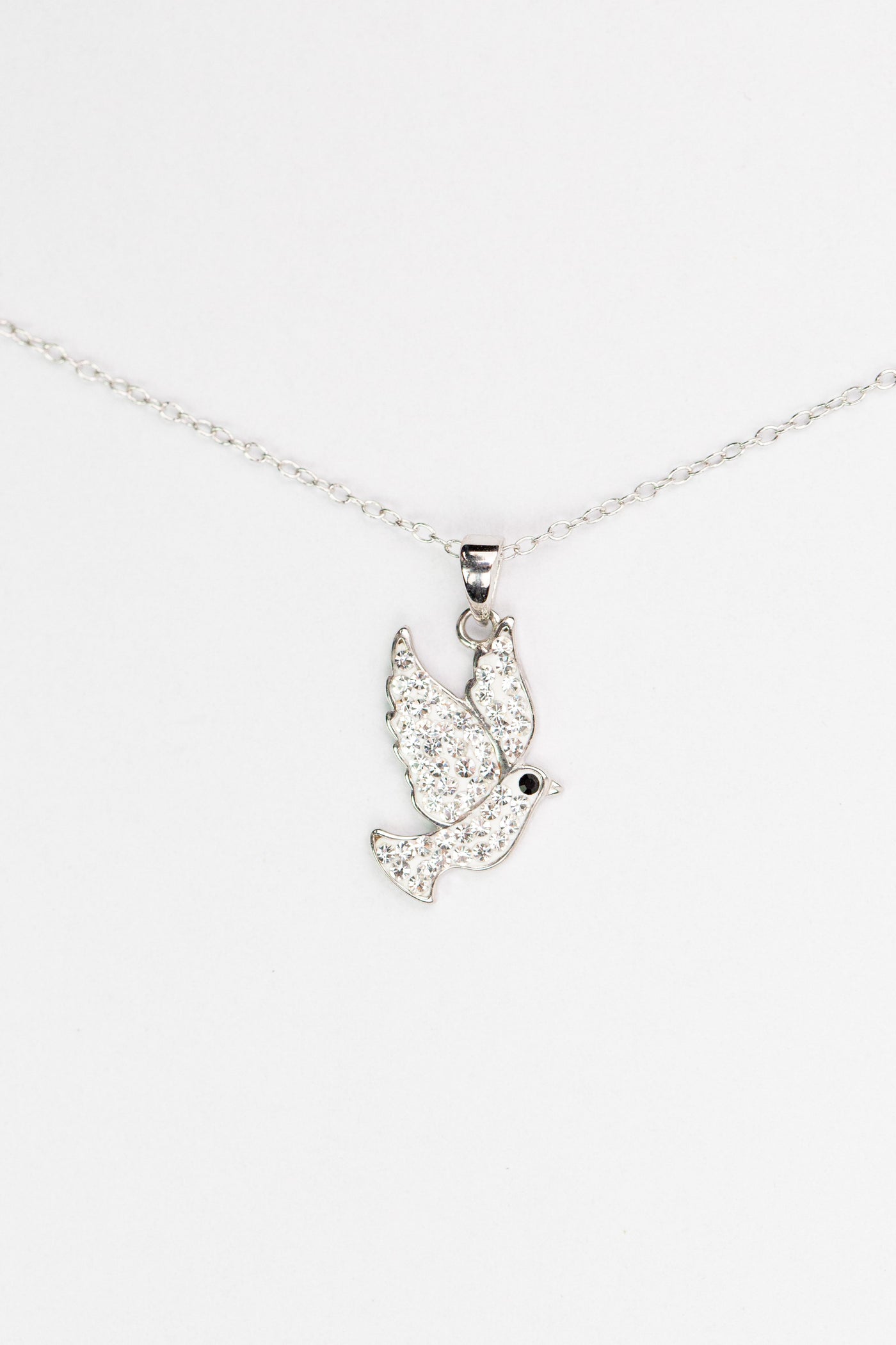 White Crystal Dove Silver Pendant Necklace | Annie and Sisters