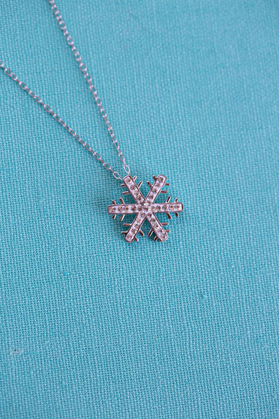 Snowflake Holiday Crystal Silver Pendant Necklace in Crystal | Annie and Sisters 