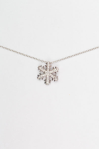 Snowflake (Sectored) Holiday Crystal Silver Pendant Necklace in Crystal | Annie and Sisters