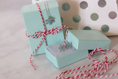 Snowflake (Sectored) Holiday Crystal Silver Pendant Necklace in Indicolite Match Set | Annie and Sisters