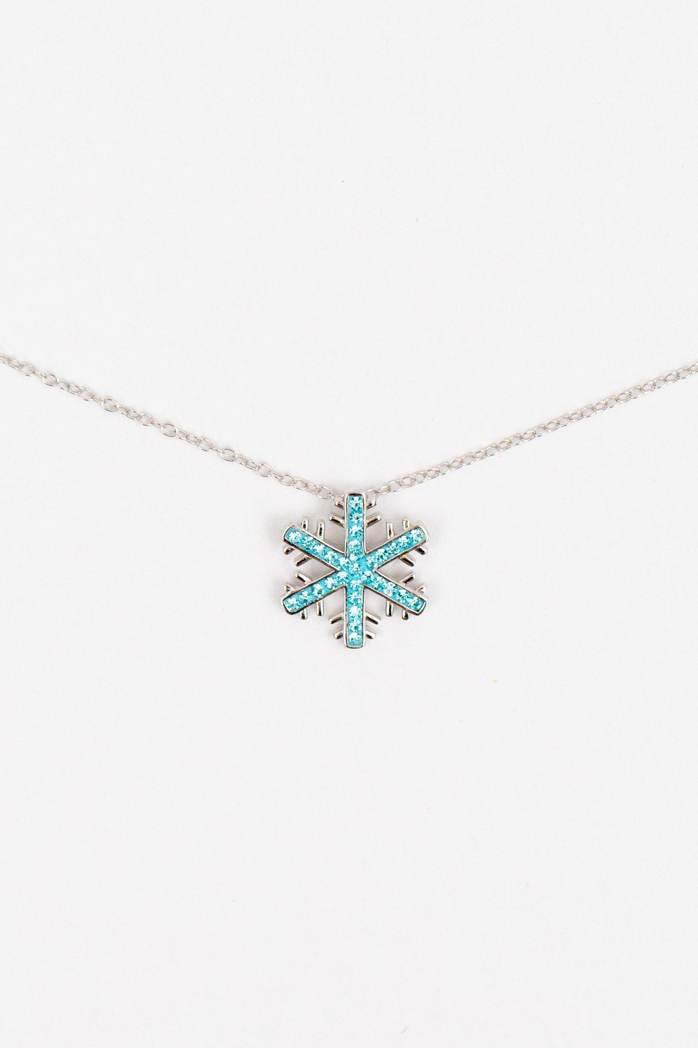 Snowflake (Sectored) Holiday Crystal Silver Pendant Necklace in Indicolite | Annie and Sisters