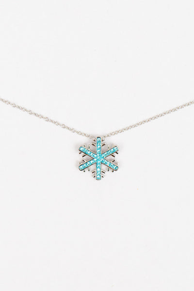 Snowflake (Sectored) Holiday Crystal Silver Pendant Necklace in Indicolite | Annie and Sisters