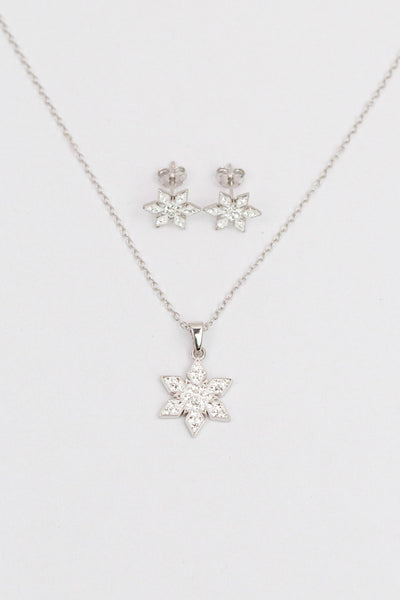 Stellar Snowflake (Stellar) Holiday Crystal Silver Stud Earrings in Crystal Match Set | Annie and Sisters | sister stud earrings, for kids, children's jewelry, kids jewelry, best friend