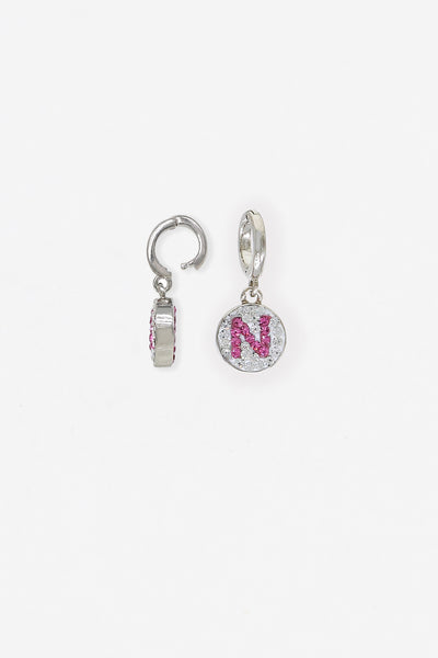 Initial Round Crystal Sterling Silver Charm -  N | Annie and Sisters