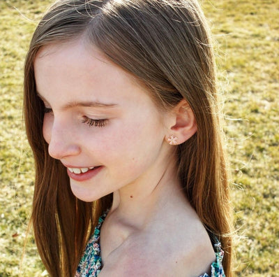 Cherry Blossom Sakura Crystal Silver Stud Earrings | Annie and Sisters