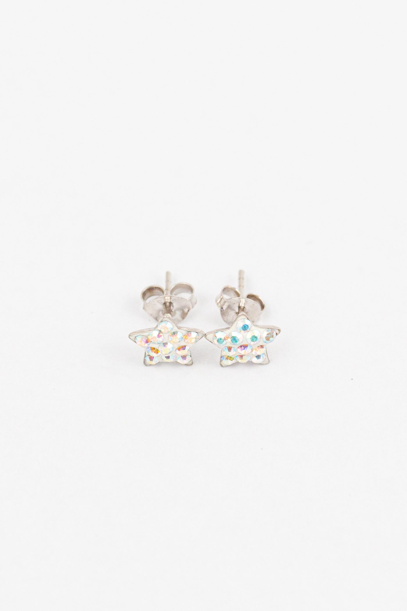 Crystal Star Pave Stud Silver Earrings in Crystal Ab | Annie and Sisters| sister stud earrings, for kids, children's jewelry, kids jewelry, best friend 