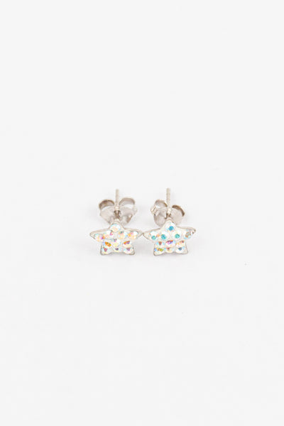 Crystal Star Pave Stud Silver Earrings in Crystal Ab | Annie and Sisters| sister stud earrings, for kids, children's jewelry, kids jewelry, best friend 