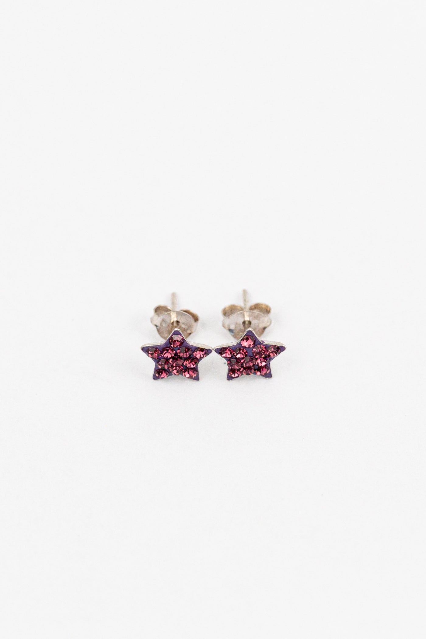 Crystal Star Pave Stud Silver Earrings in Amethyst | Annie and Sisters| sister stud earrings, for kids, children's jewelry, kids jewelry, best friend 