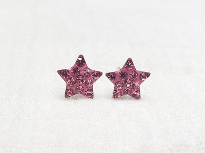 Crystal Star Pave Stud Silver Earrings in Light Rose | Annie and Sisters| sister stud earrings, for kids, children's jewelry, kids jewelry, best friend 