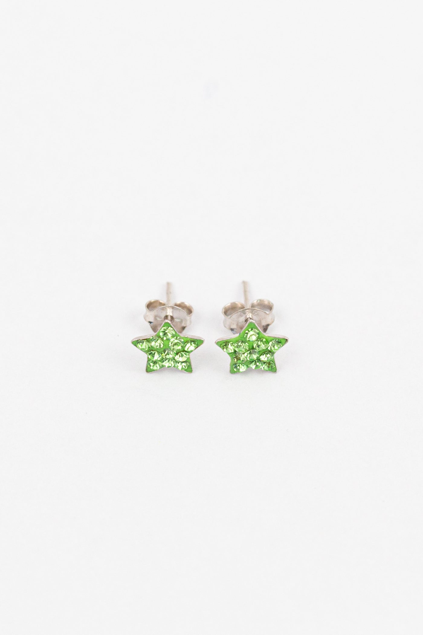 Crystal Star Pave Stud Silver Earrings in Peridot | Annie and Sisters| sister stud earrings, for kids, children's jewelry, kids jewelry, best friend 