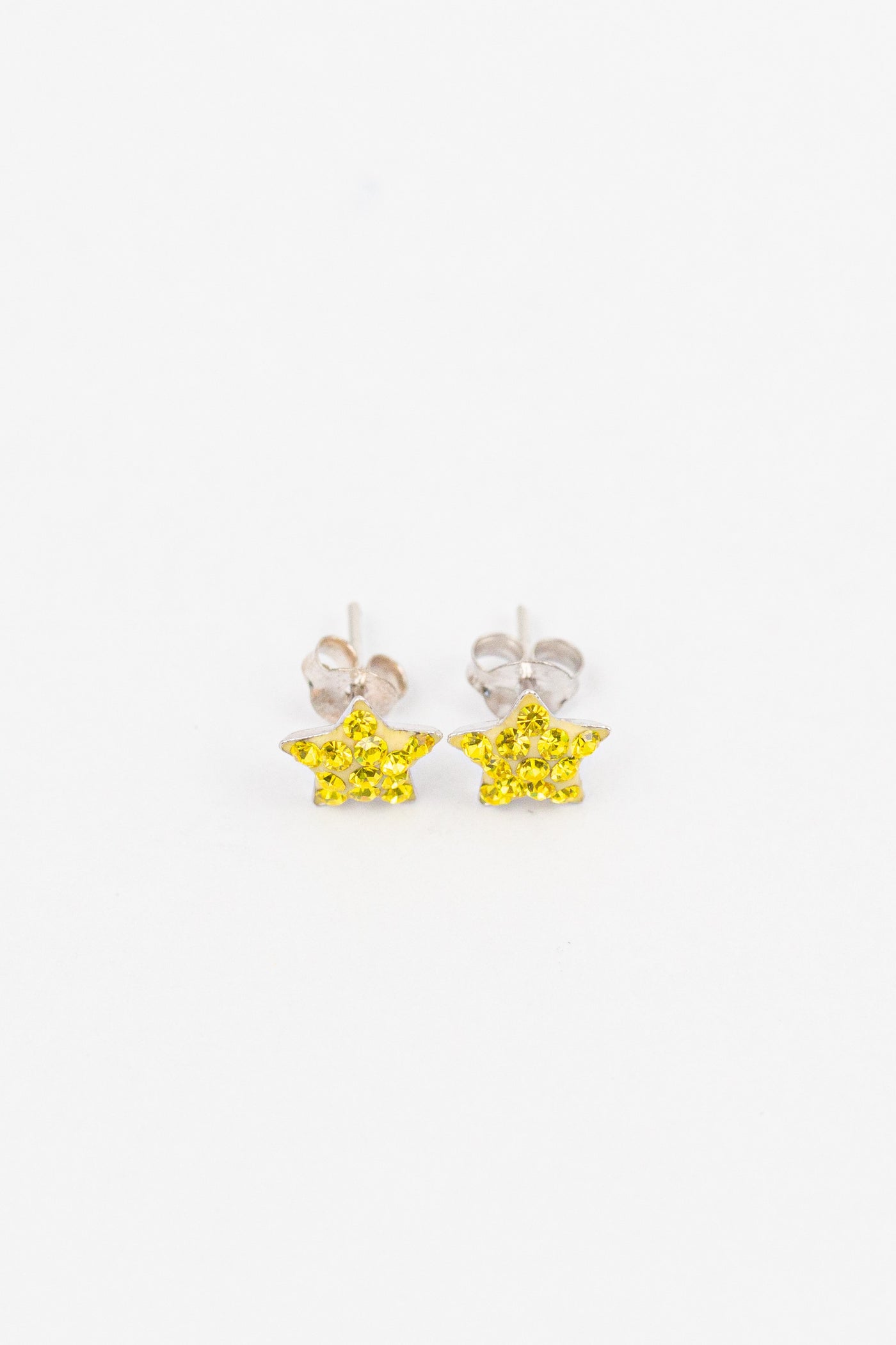 Crystal Star Pave Stud Silver Earrings in Citrine | Annie and Sisters| sister stud earrings, for kids, children's jewelry, kids jewelry, best friend 