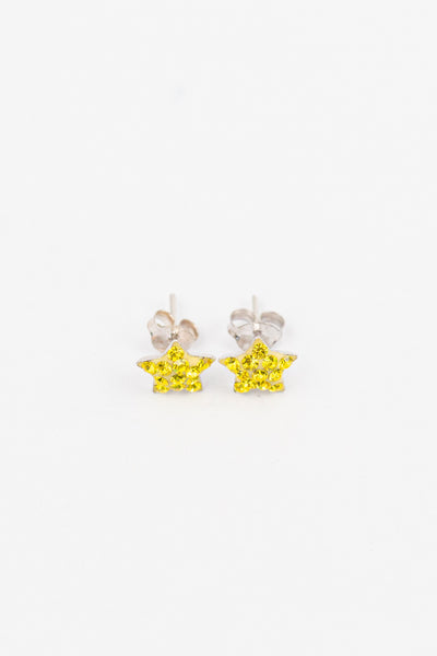 Crystal Star Pave Stud Silver Earrings in Citrine | Annie and Sisters| sister stud earrings, for kids, children's jewelry, kids jewelry, best friend 