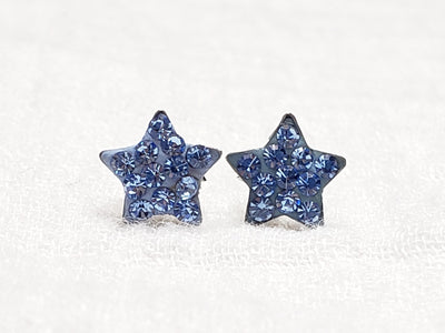 Crystal Star Pave Stud Silver Earrings in Tanzanite | Annie and Sisters | sister stud earrings, for kids, children's jewelry, kids jewelry, best friend 
