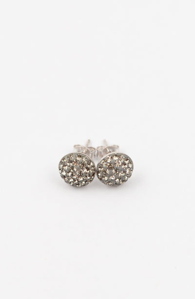 9mm Round Black Diamond Swarovski Crystal Sterling Silver Earrings | Annie and Sisters | sister stud earrings, for kids, children's jewelry, kid's jewelry, best friend