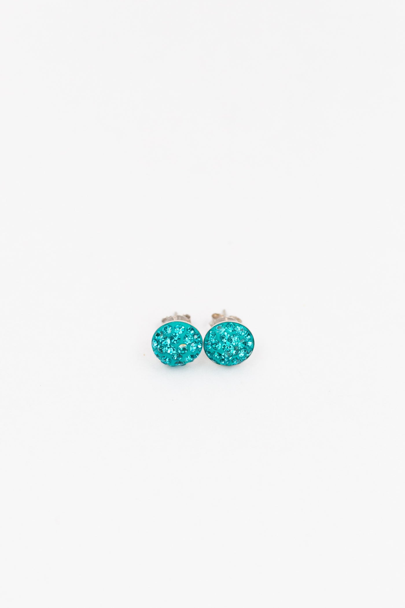 9mm Round Blue Zircon Swarovski Crystal Sterling Silver Earrings | Annie and Sisters | sister stud earrings, for kids, children's jewelry, kid's jewelry, best friend