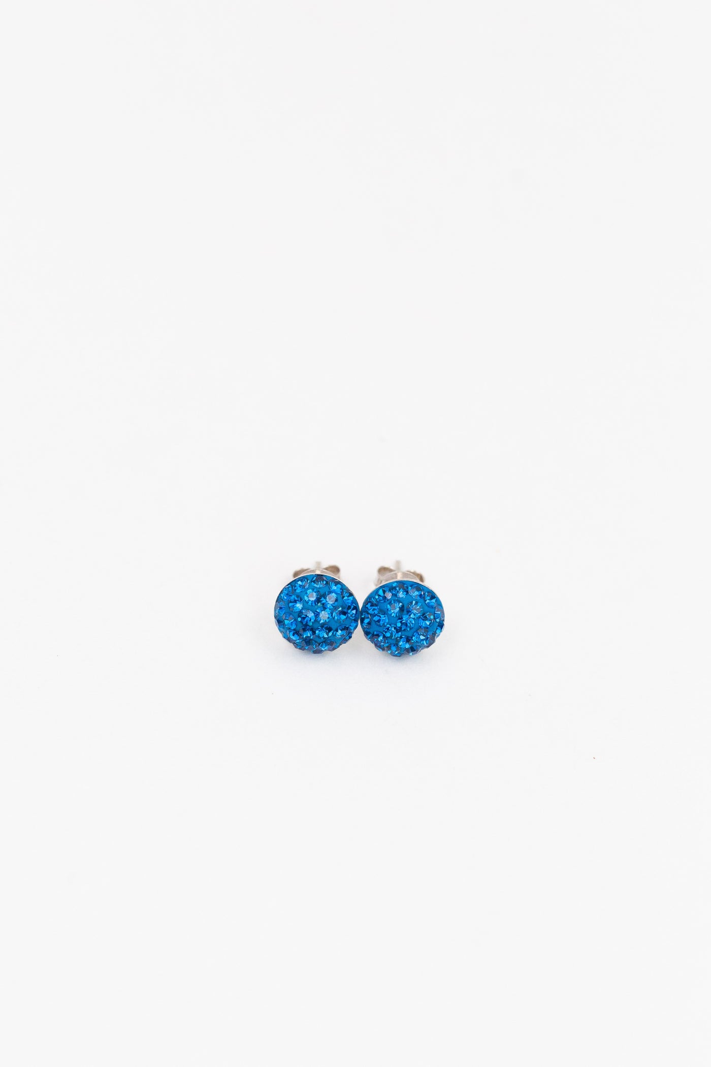 9mm Round Capri Blue Swarovski Crystal Sterling Silver Earrings | Annie and Sisters | sister stud earrings, for kids, children's jewelry, kid's jewelry, best friend