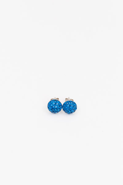 9mm Round Capri Blue Swarovski Crystal Sterling Silver Earrings | Annie and Sisters | sister stud earrings, for kids, children's jewelry, kid's jewelry, best friend