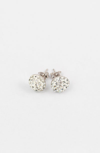 9mm Round Clear Swarovski Crystal Sterling Silver Earrings | Annie and Sisters | sister stud earrings, for kids, children's jewelry, kid's jewelry, best friend