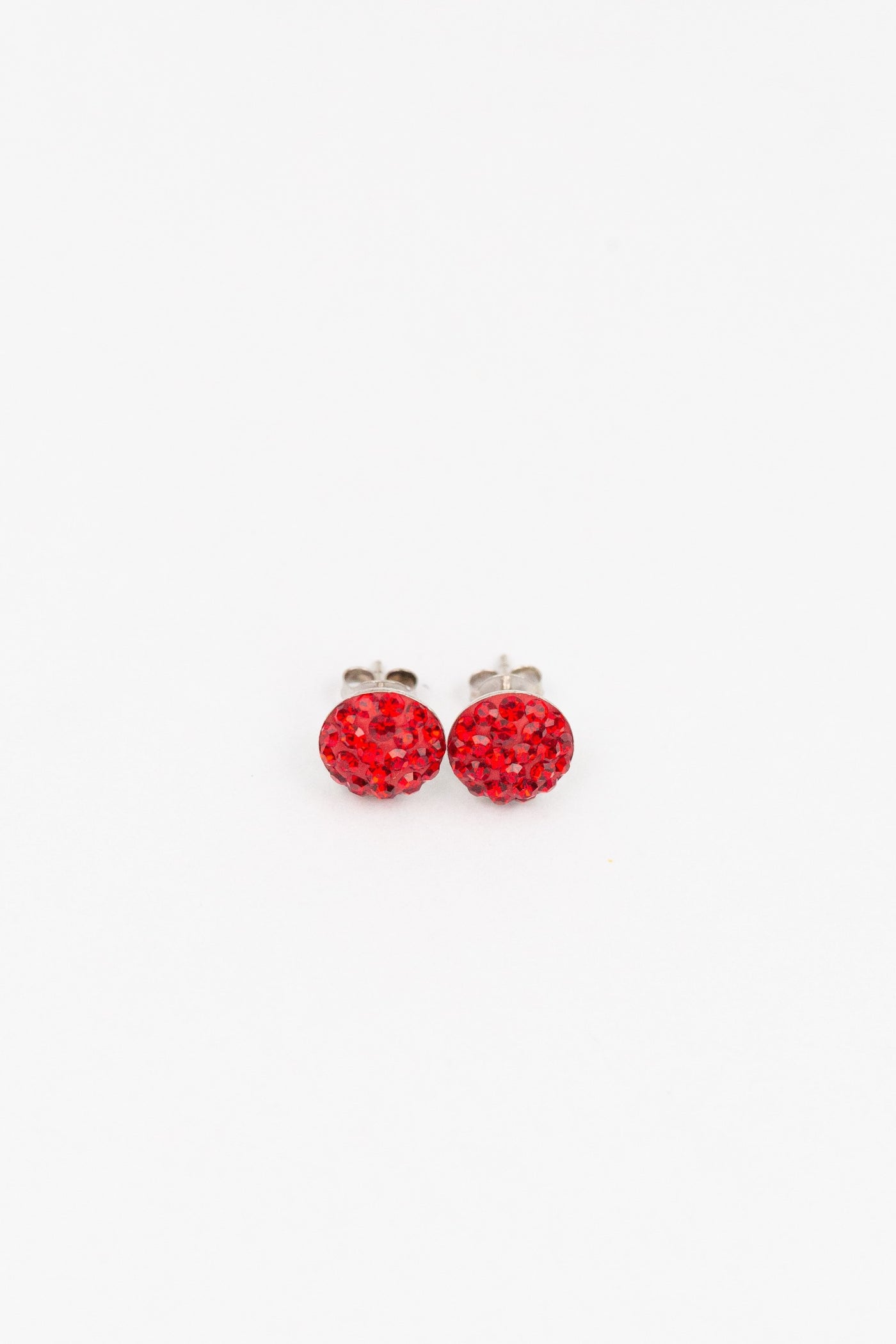 9mm Round Light Siam Red Swarovski Crystal Sterling Silver Earrings | Annie and Sisters | sister stud earrings, for kids, children's jewelry, kid's jewelry, best friend