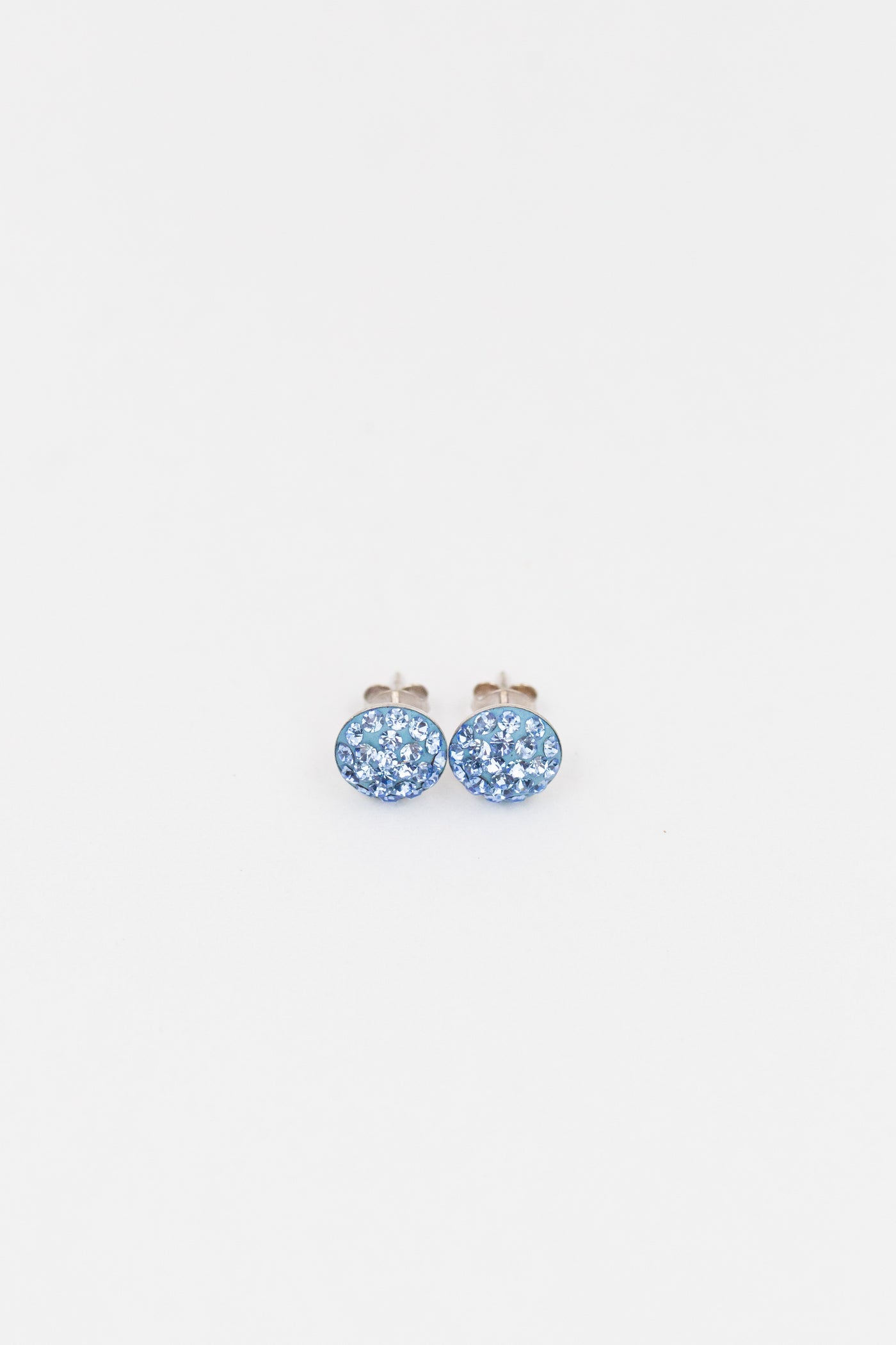 9mm Round Light Sapphire Swarovski Crystal Sterling Silver Earrings | Annie and Sisters | sister stud earrings, for kids, children's jewelry, kid's jewelry, best friend