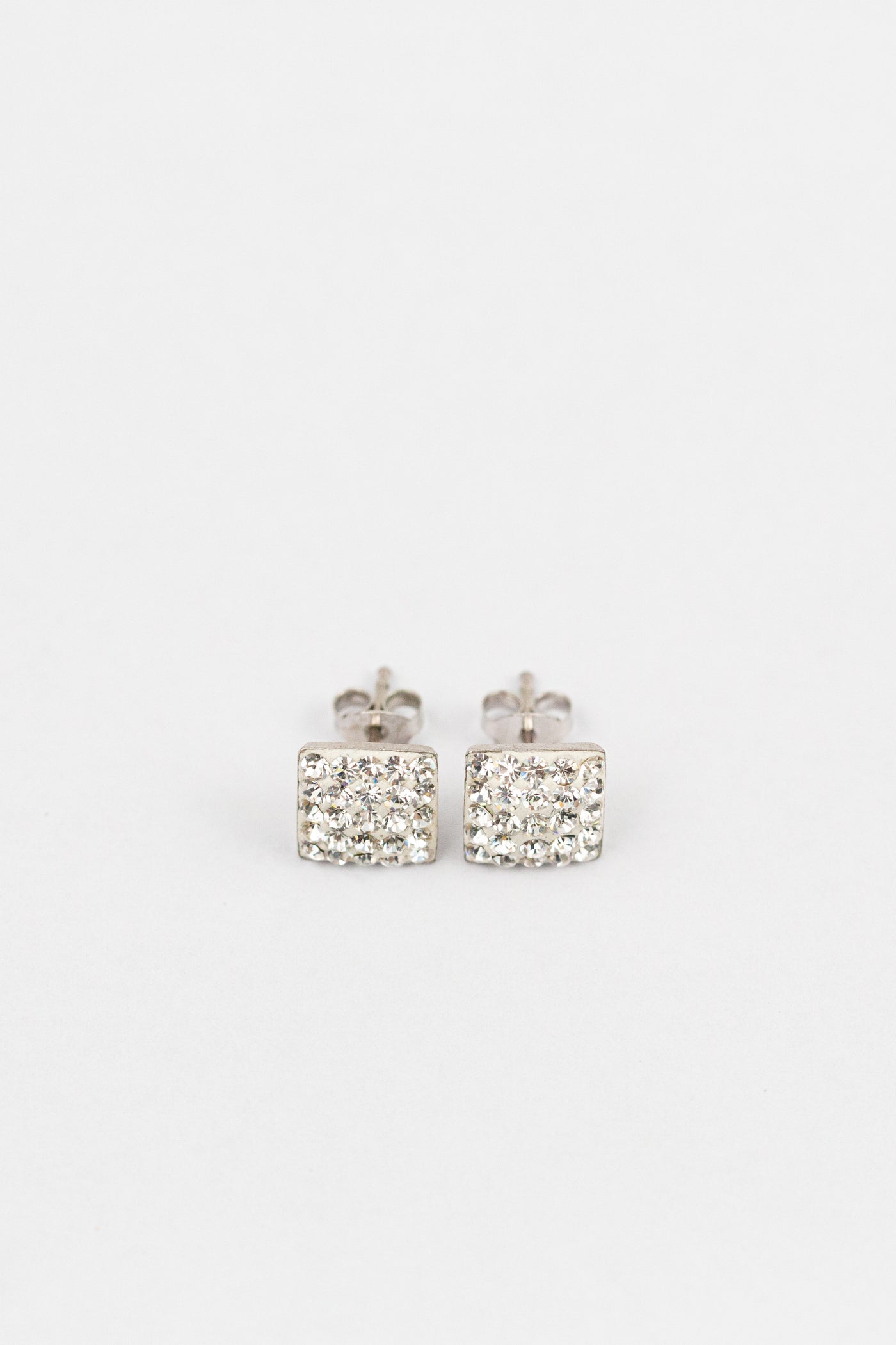 Crystal Square Pave Stud Sterling Silver Earrings | Annie and Sisters | sister stud earrings, for kids, children's jewelry, kid's jewelry, best friend