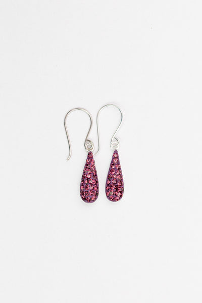 Teardrop Crystal Silver Earringsin Amethyst | Annie and Sisters