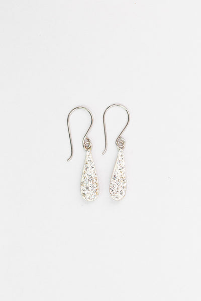 Clear Teardrop Crystal Silver Earrings in Clear | Annie and Sisters
