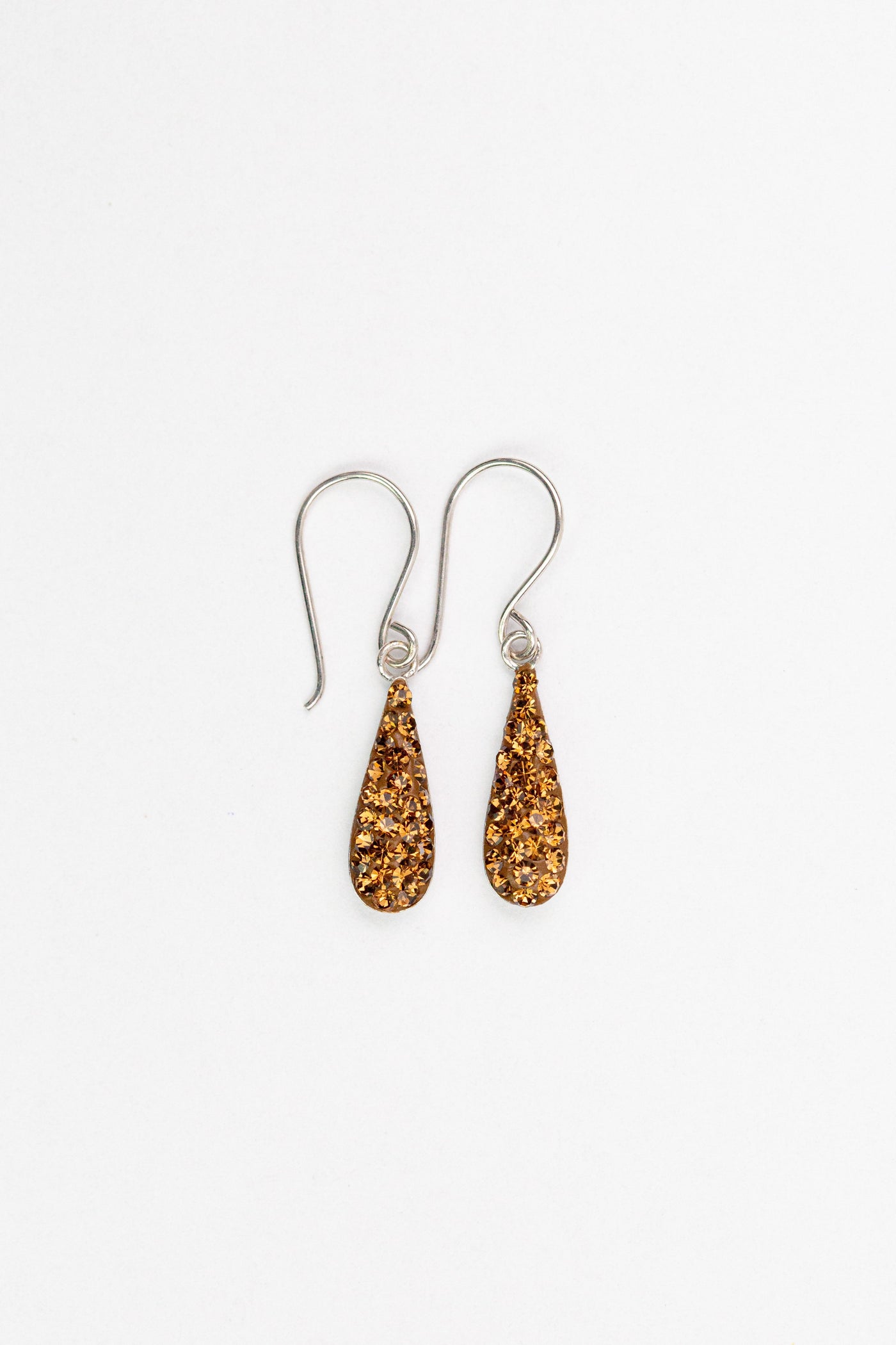 Teardrop Crystal Silver Earrings in Smokey Topaz | Annie and Sisters