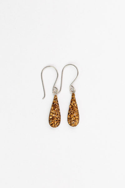 Teardrop Crystal Silver Earrings in Smokey Topaz | Annie and Sisters