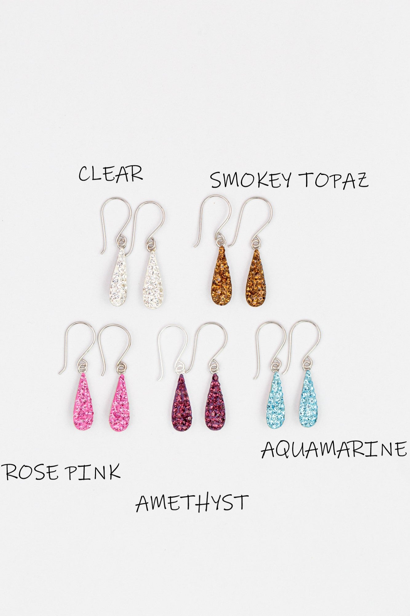 Mini Teardrop Crystal Silver Earrings | Annie and Sisters