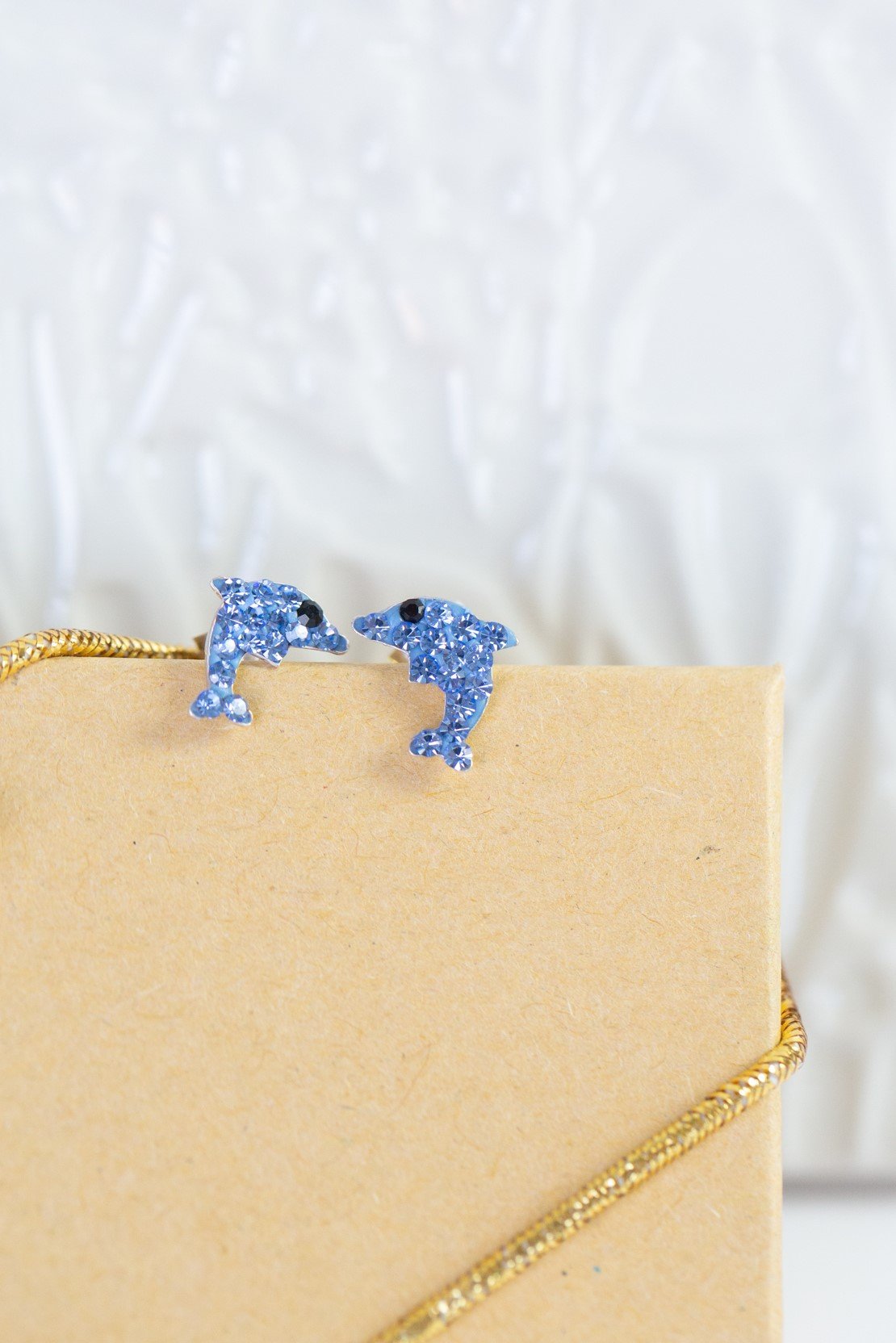 Crystal Sapphire Dolphin Sterling Silver Earrings | Annie and Sisters