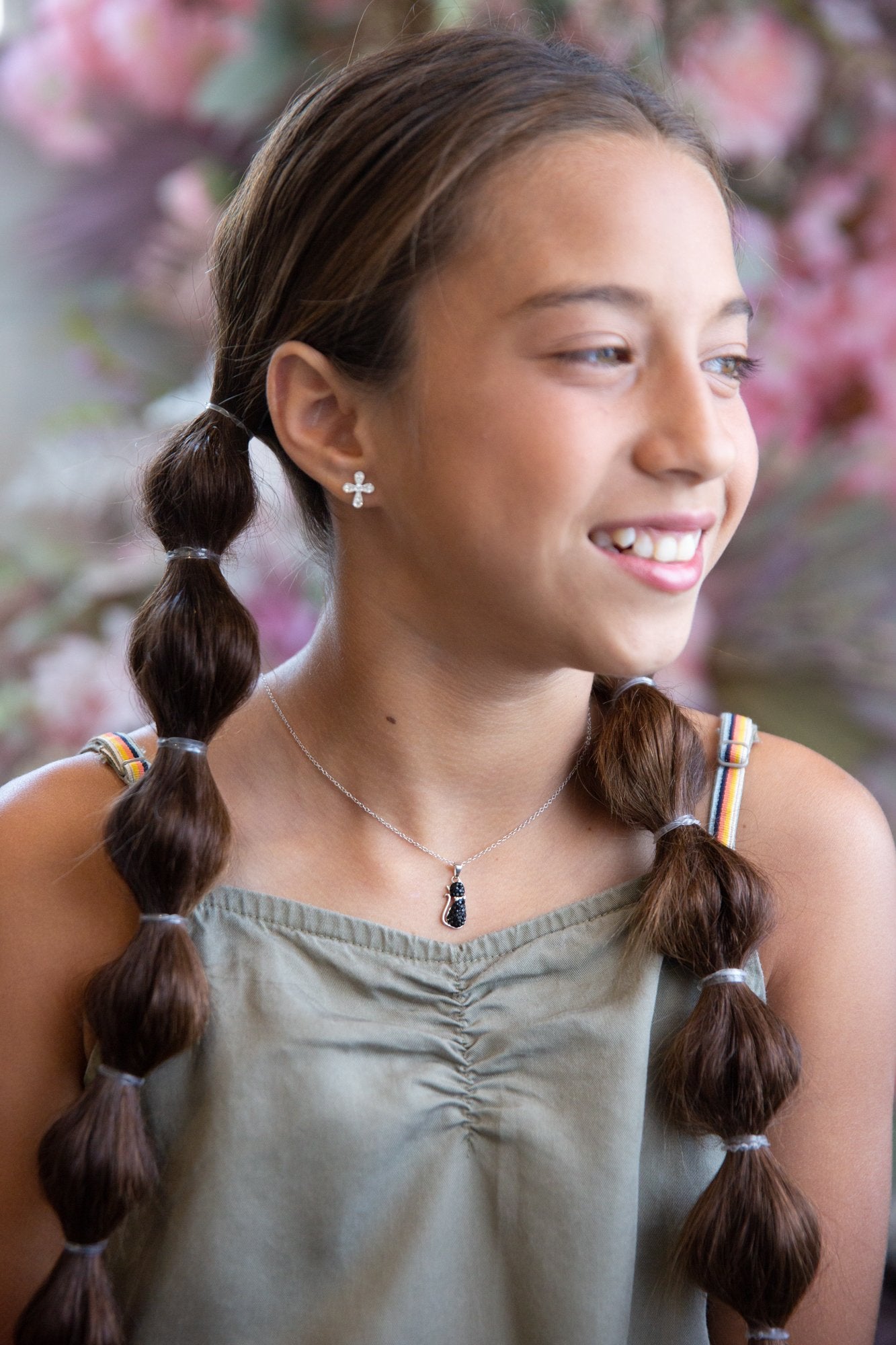 Clear Crystal Mini Cross Sterling Silver Earrings | Annie and Sisters