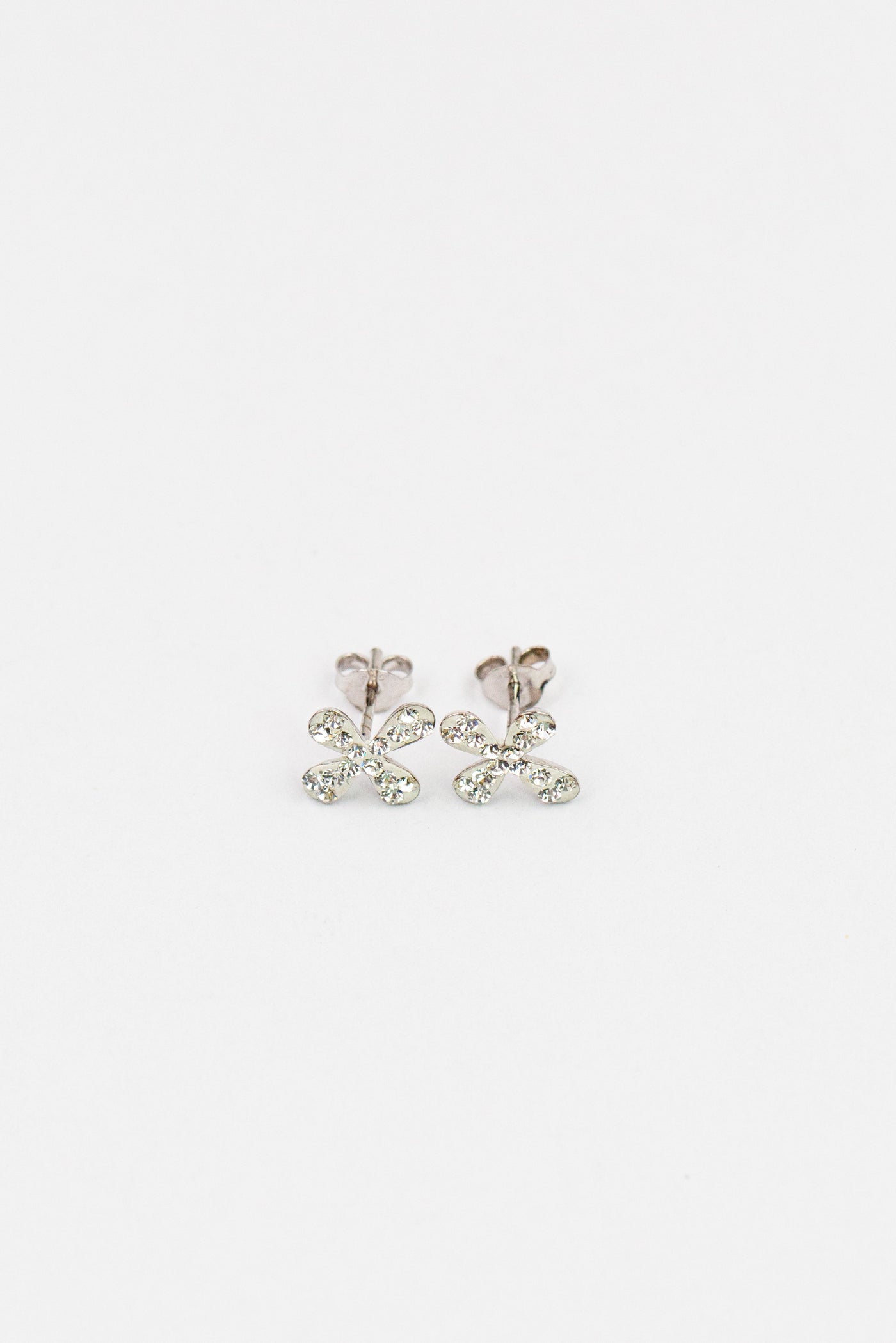 Clear Crystal Mini Cross Sterling Silver Earrings | Annie and Sisters