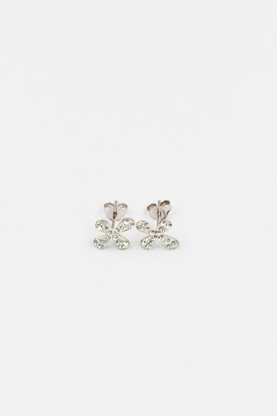 Clear Crystal Mini Cross Sterling Silver Earrings | Annie and Sisters