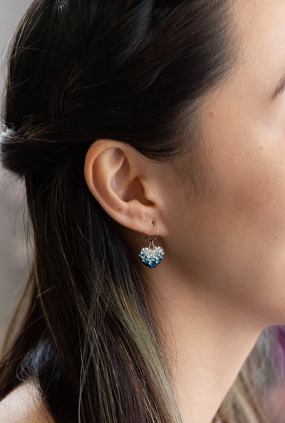Crystal Pave Ombre Heart Dangling Silver Earring Annie and Sisters