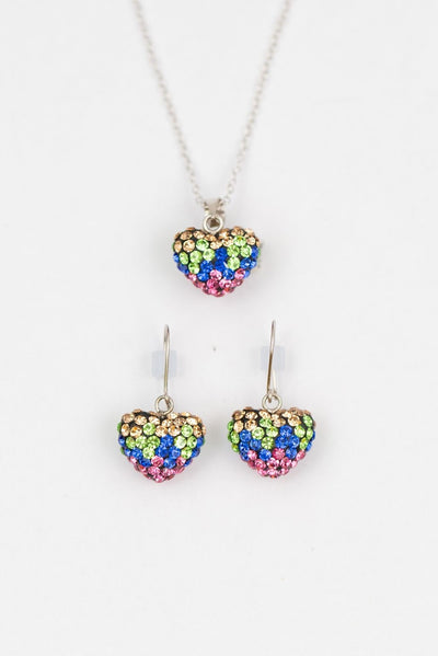 Ombre Heart Pattern Silver Crystal Necklace in Multiple Colors | Annie and Sisters