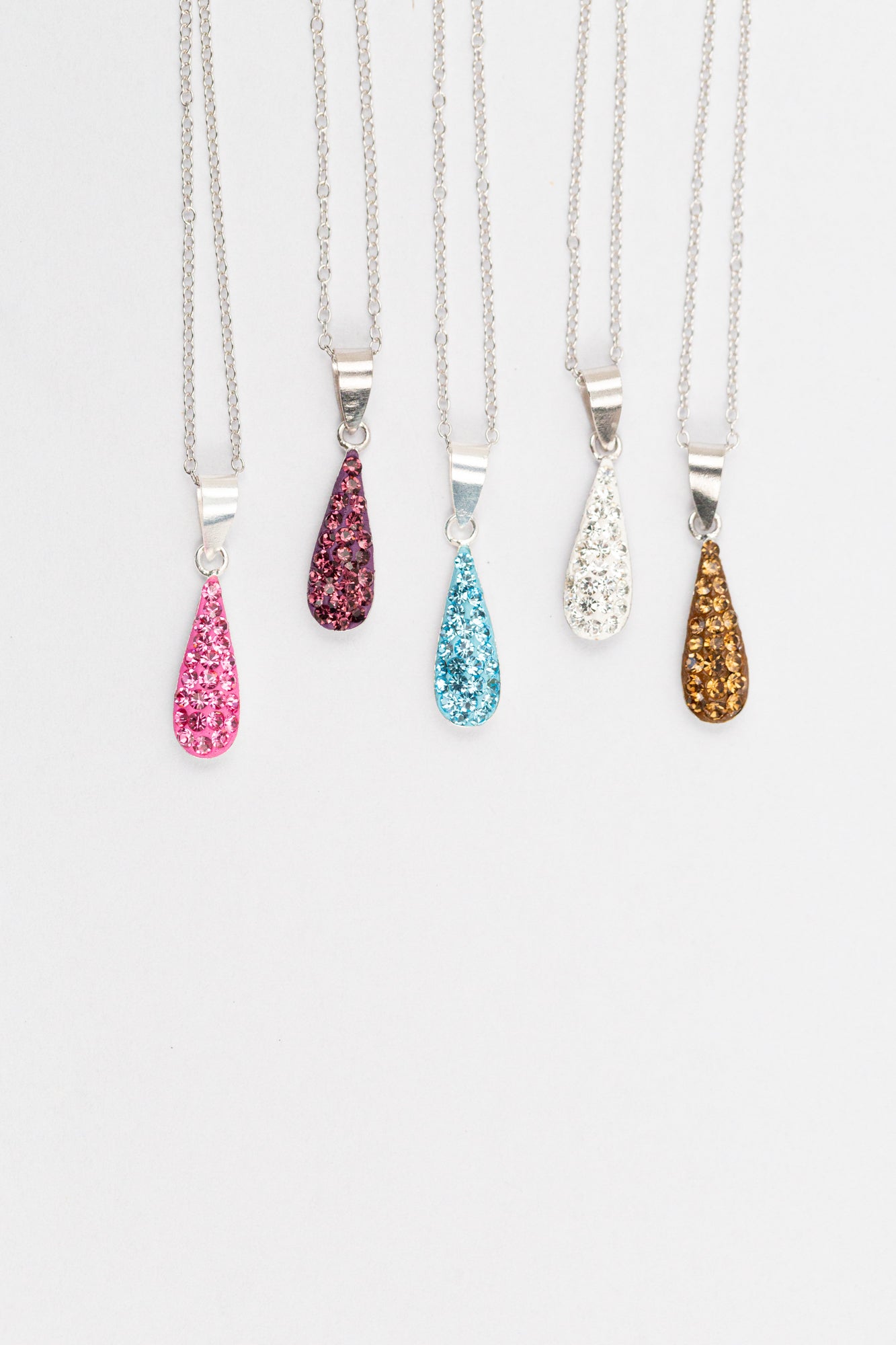 Swarovski Crystal Teardrop Silver Necklace | Annie and Sisters