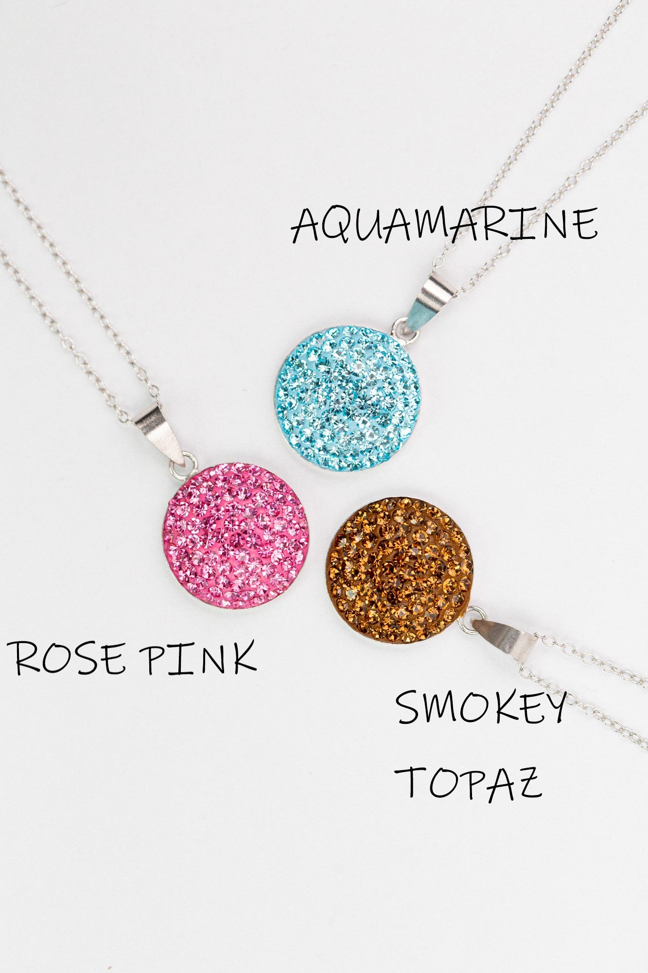 Round Swarovski Crystal Silver Pendant Necklace | Annie and Sisters